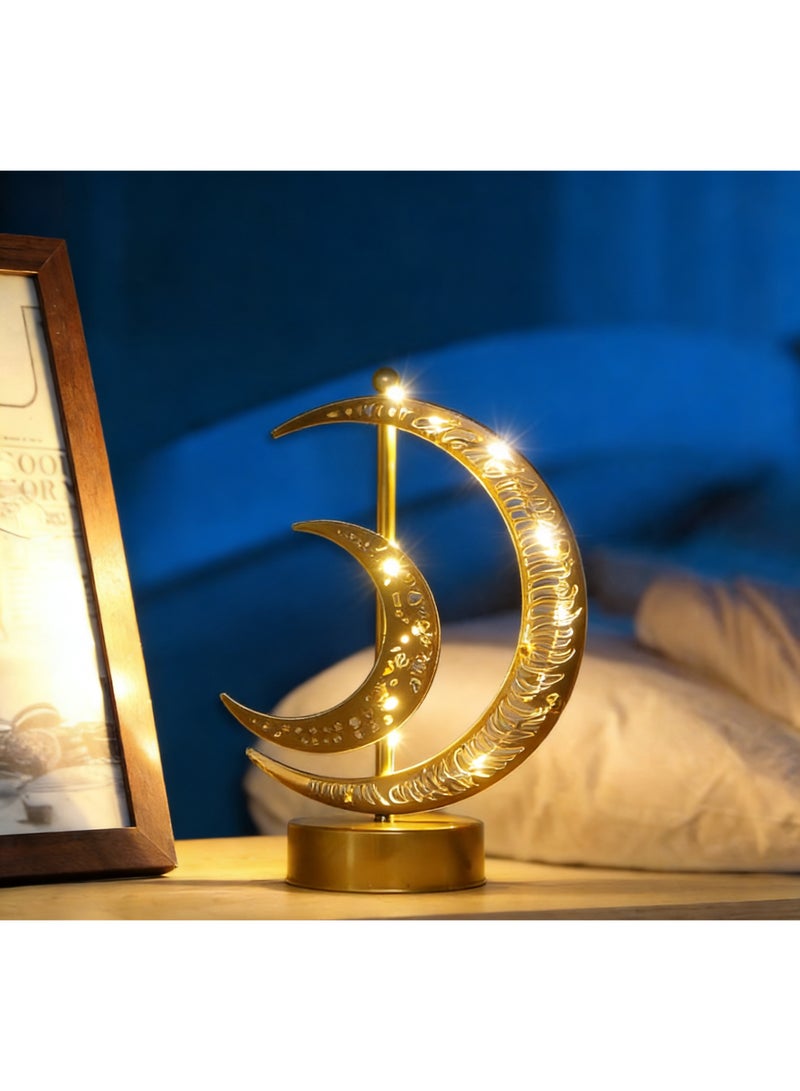 Ramadan Decorations LED Decorative Light Moon Star Table Lamp, Cordless Ramadan Moon Shape Desk Lamp, Bedside Table Night Light for Bedroom Dining Living Room Party Nursery Office Decor - Image 5